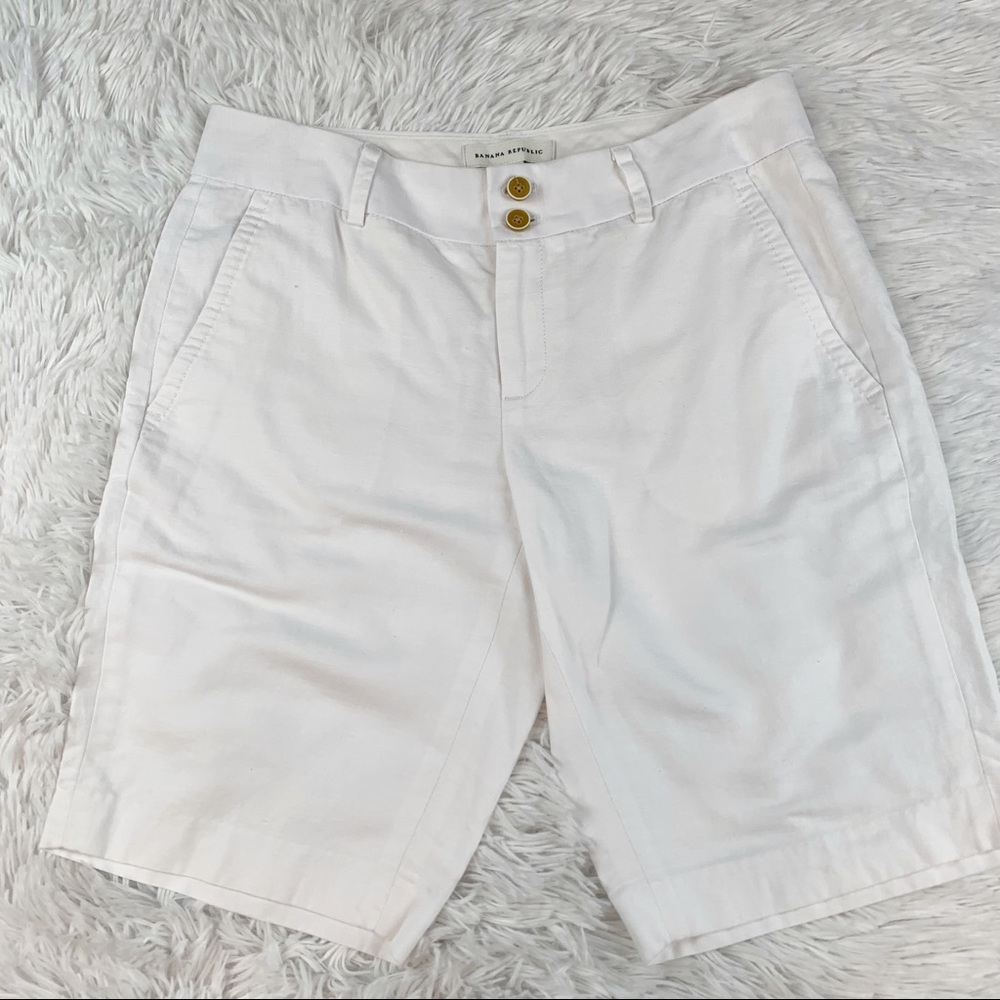 Banana Republic linen blend Bermuda shorts in white